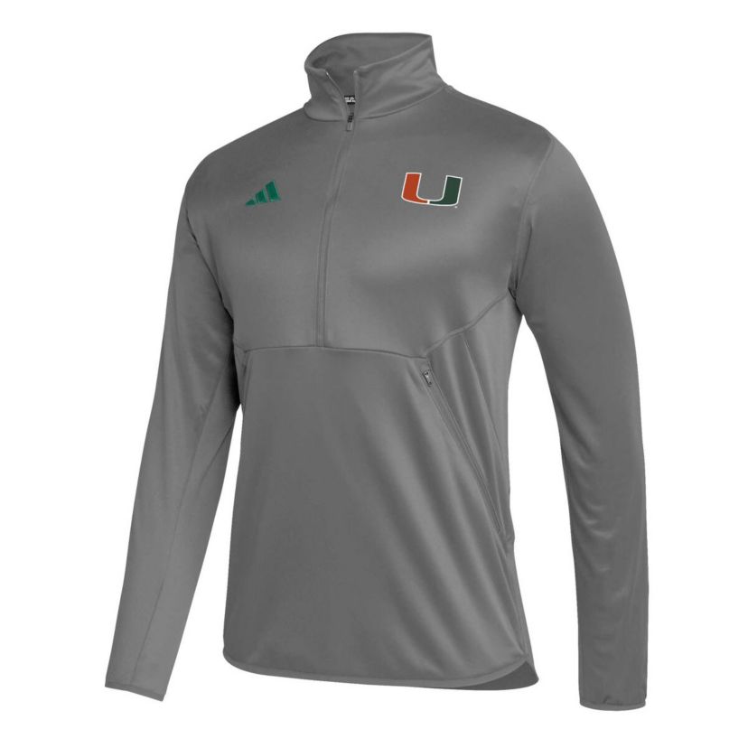 Miami (FL) Hurricanes NCAA Miami Hurricanes 2023 Sideline AEROREADY Half-Zip Top
