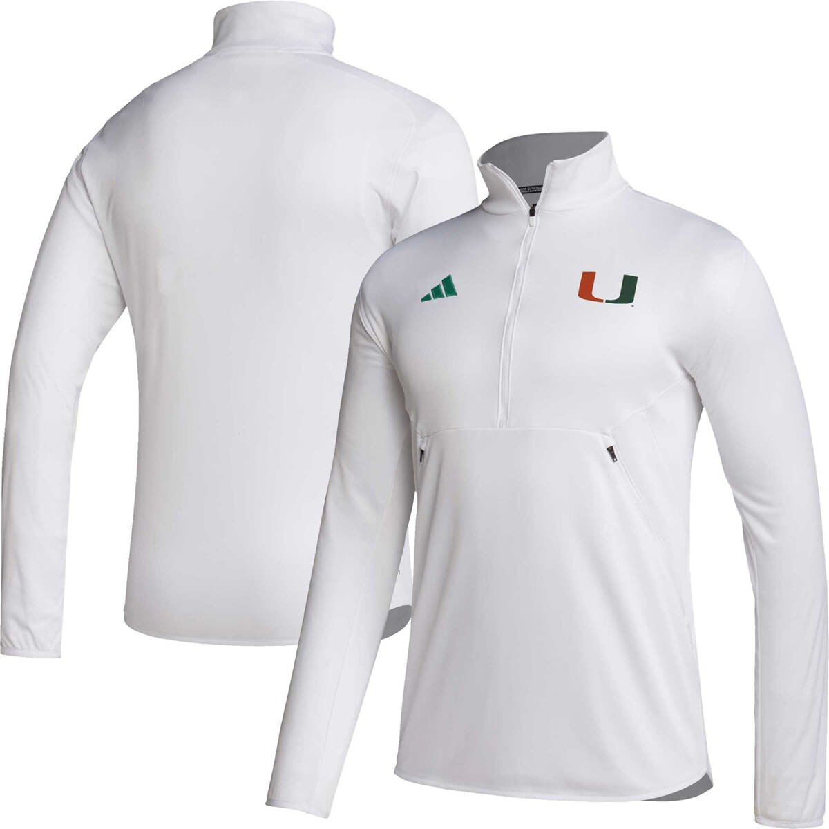 Miami (FL) Hurricanes NCAA Miami Hurricanes 2023 Sideline AEROREADY Half-Zip Top