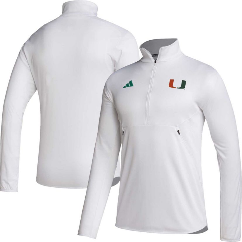 Miami (FL) Hurricanes NCAA Miami Hurricanes 2023 Sideline AEROREADY Half-Zip Top