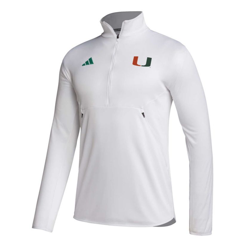 Miami (FL) Hurricanes NCAA Miami Hurricanes 2023 Sideline AEROREADY Half-Zip Top