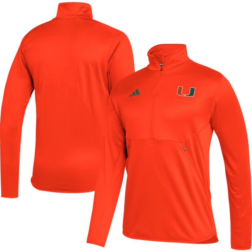 Miami (FL) Hurricanes NCAA Miami Hurricanes 2023 Sideline AEROREADY Half-Zip Top