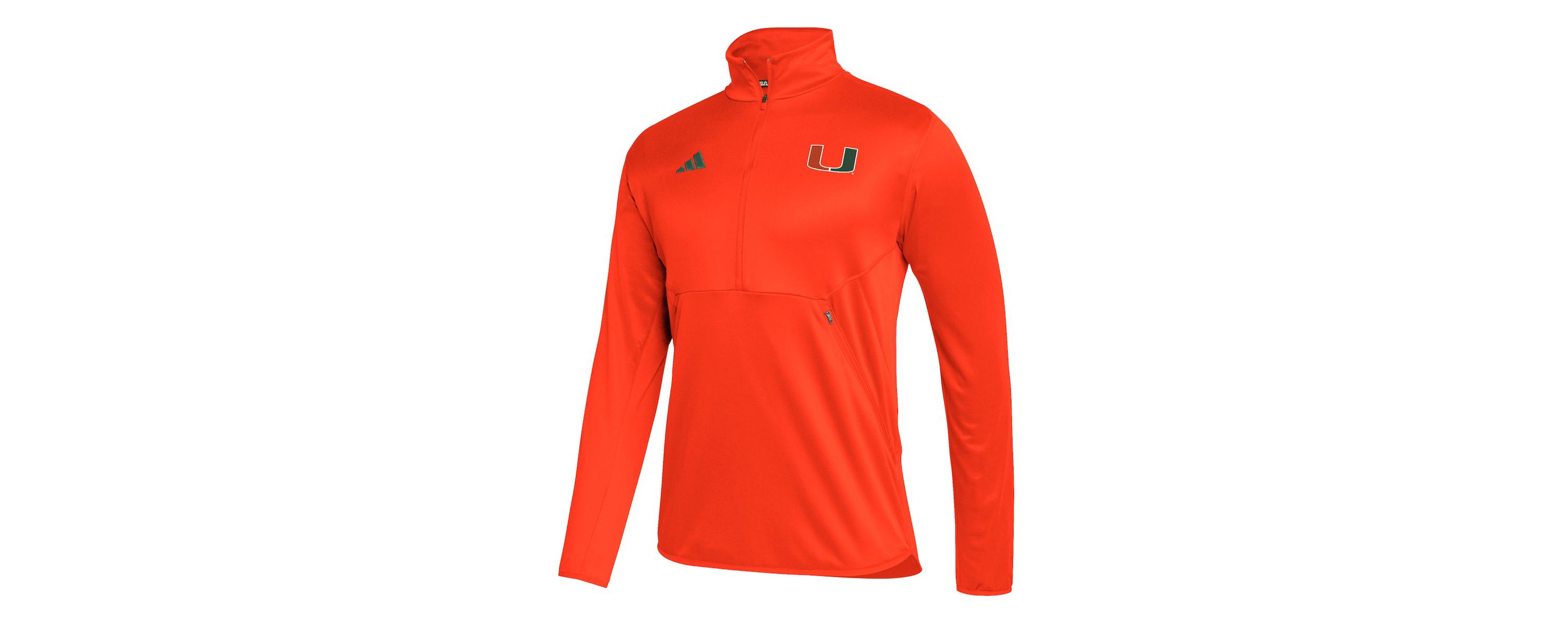 Miami (FL) Hurricanes NCAA Miami Hurricanes 2023 Sideline AEROREADY Half-Zip Top