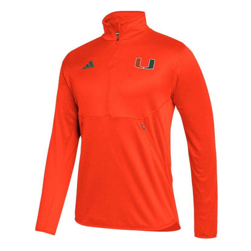 Miami (FL) Hurricanes NCAA Miami Hurricanes 2023 Sideline AEROREADY Half-Zip Top