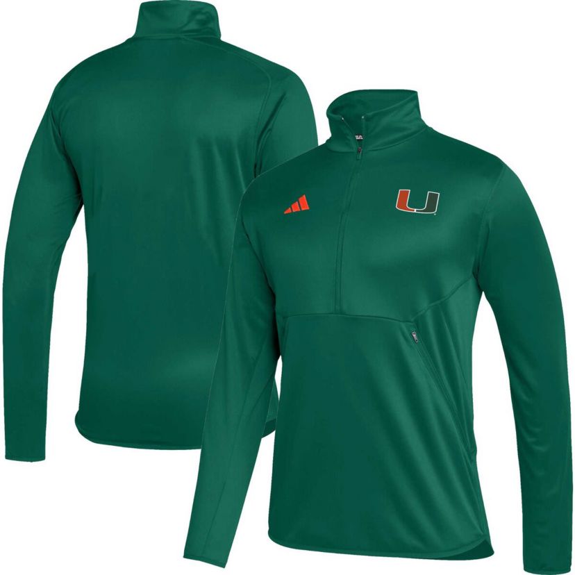 Miami (FL) Hurricanes NCAA Miami Hurricanes 2023 Sideline AEROREADY Half-Zip Top