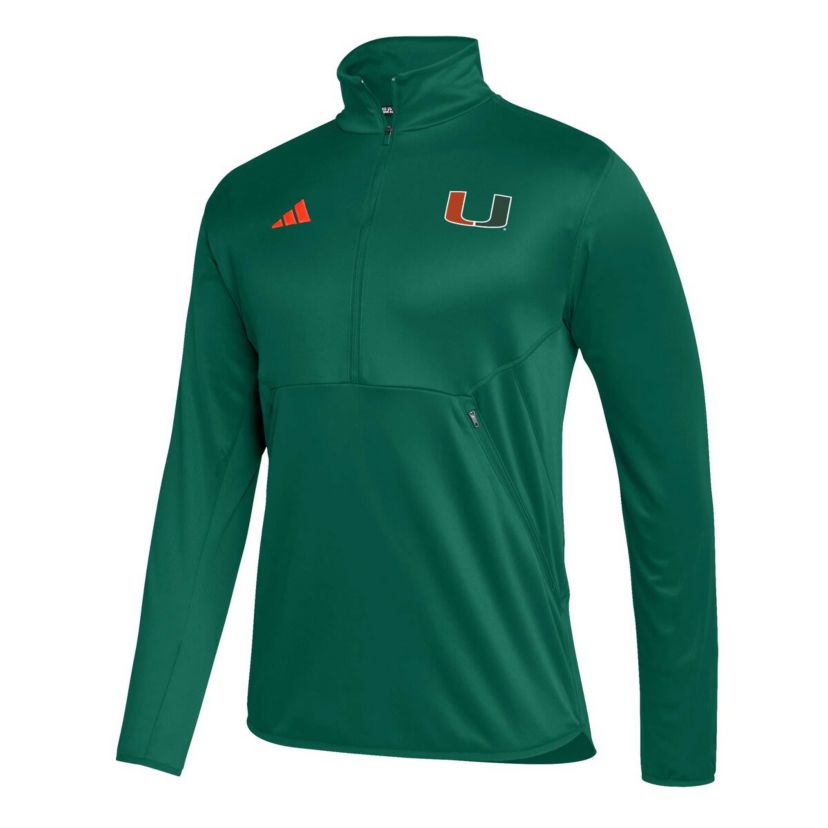 Miami (FL) Hurricanes NCAA Miami Hurricanes 2023 Sideline AEROREADY Half-Zip Top