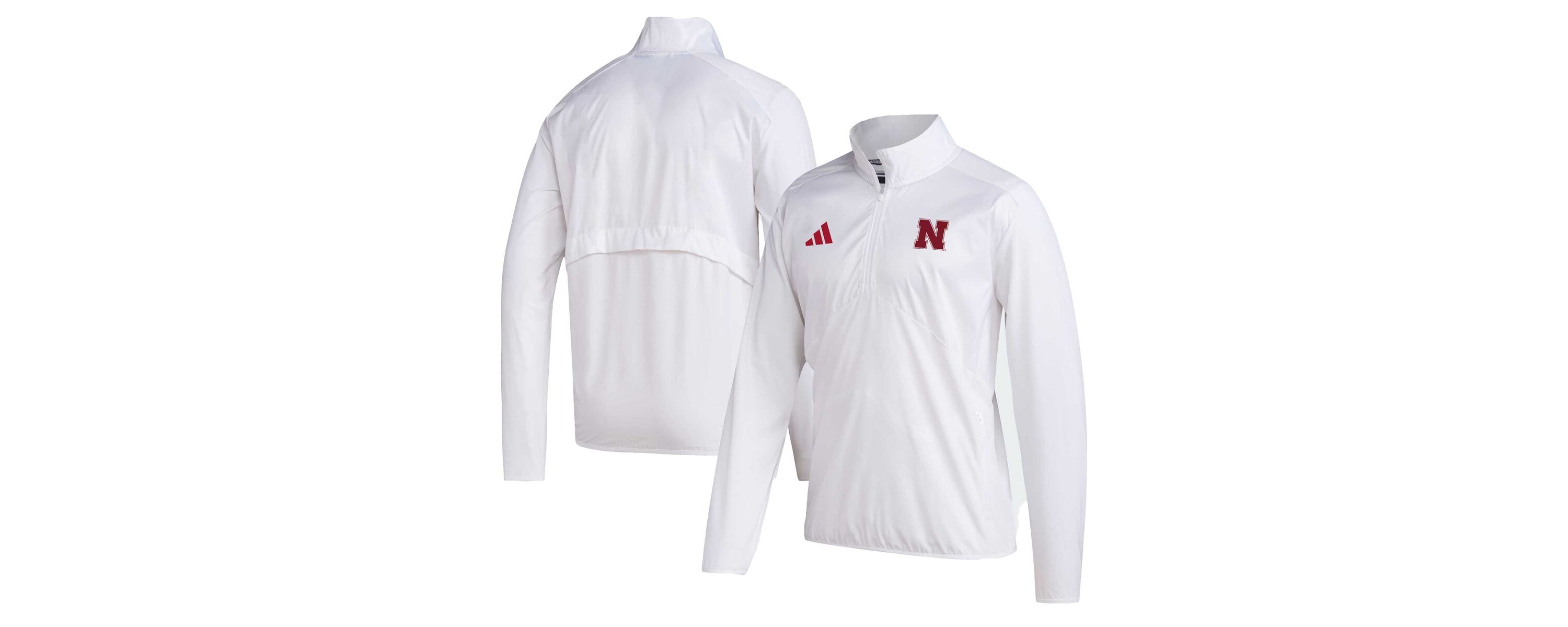 NCAA Nebraska Huskers Sideline AEROREADY Raglan Sleeve Quarter-Zip Jacket