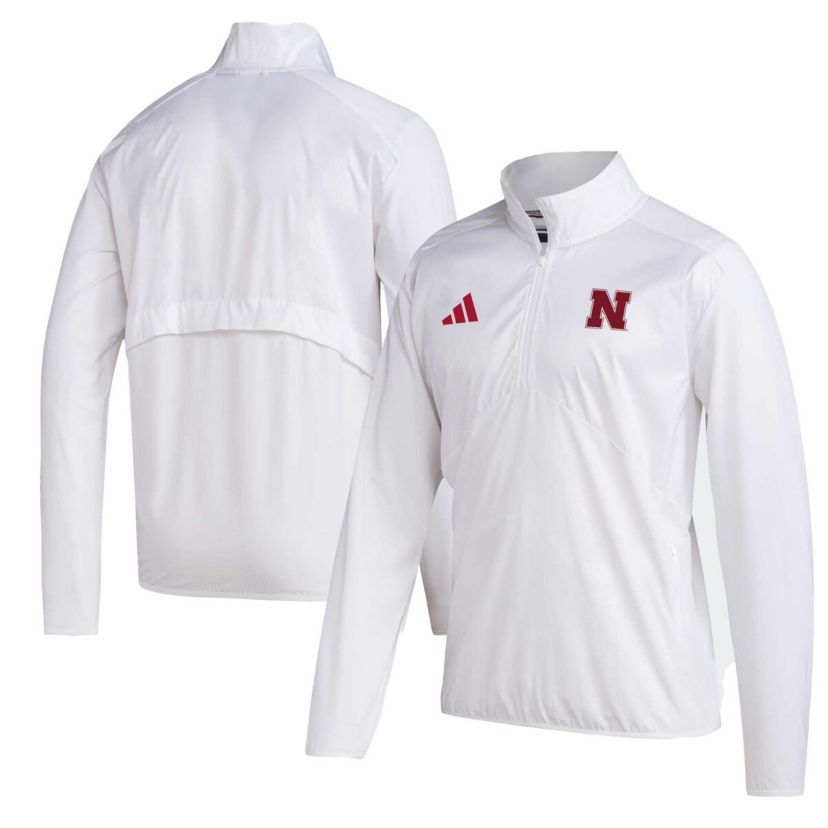 NCAA Nebraska Huskers Sideline AEROREADY Raglan Sleeve Quarter-Zip Jacket