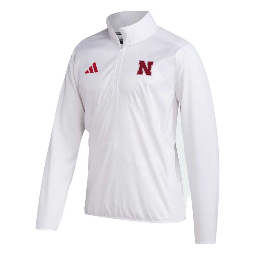 NCAA Nebraska Huskers Sideline AEROREADY Raglan Sleeve Quarter-Zip Jacket