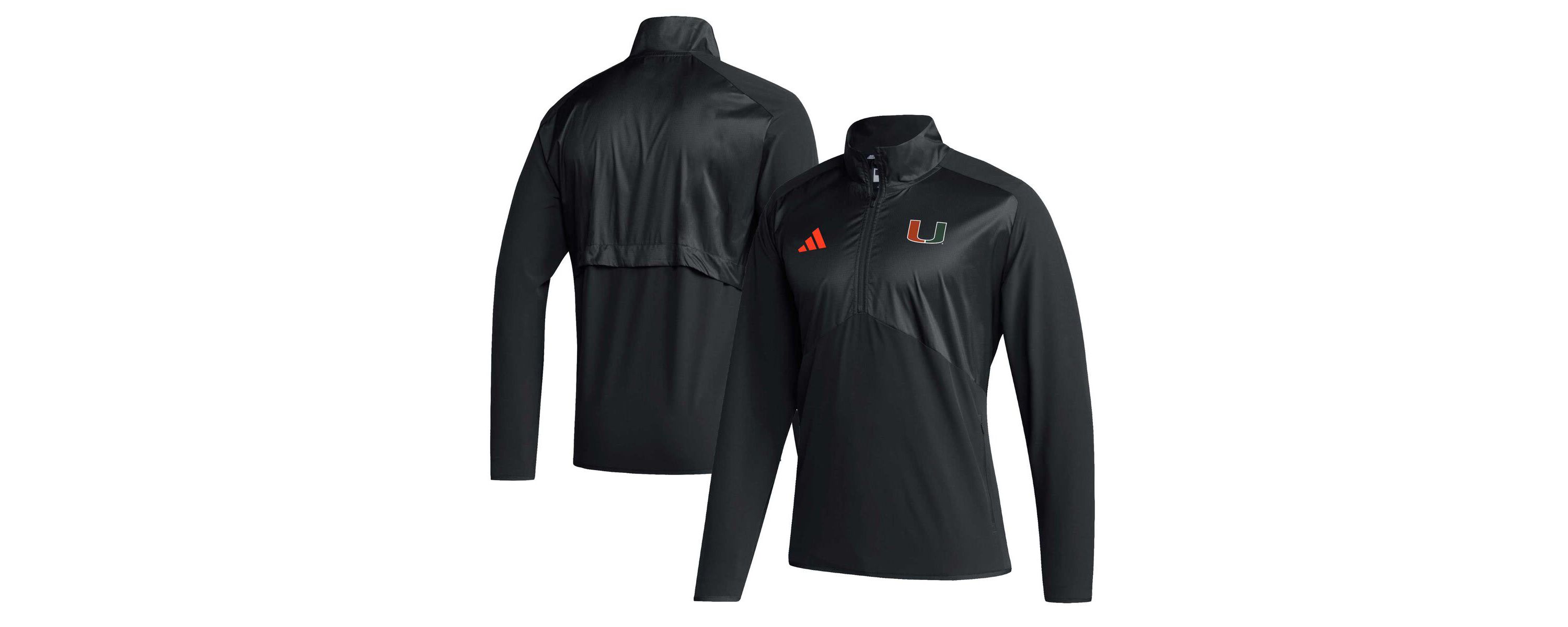 Miami (FL) Hurricanes NCAA Miami Hurricanes Sideline AEROREADY Raglan Sleeve Quarter-Zip Jacket