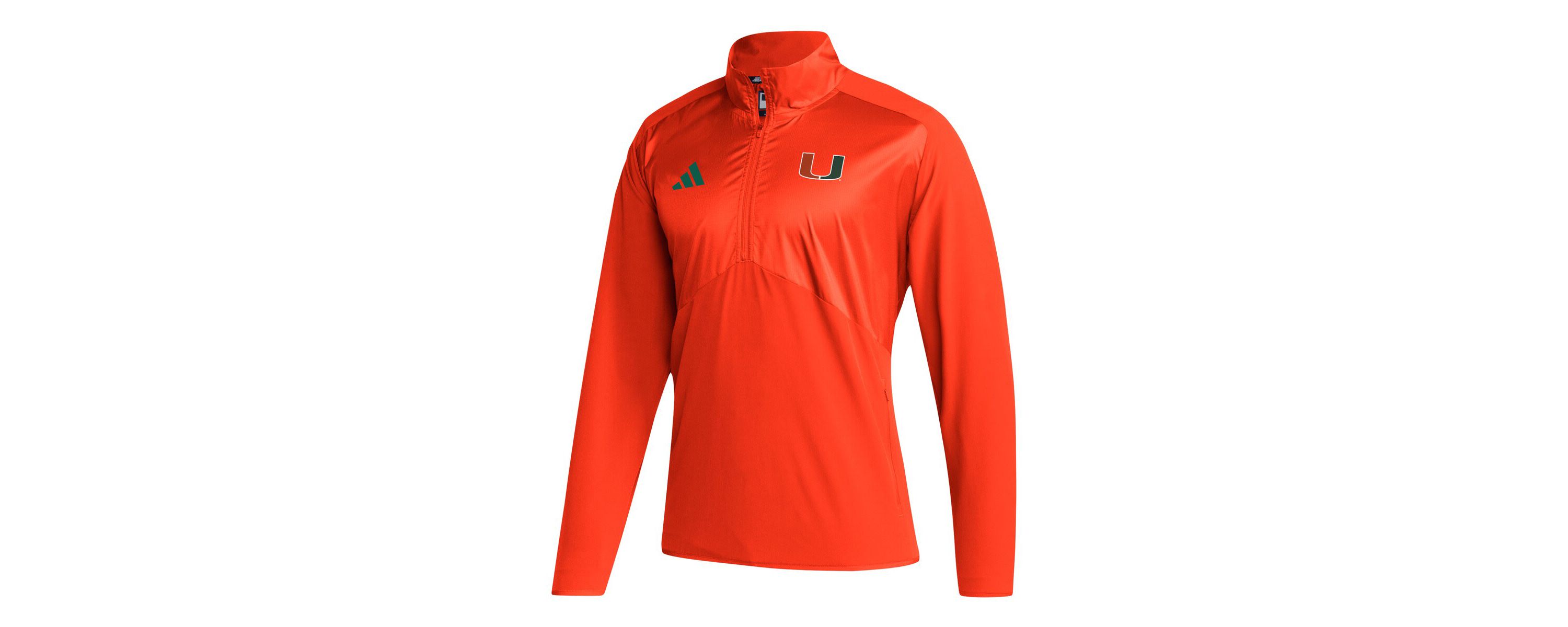 Miami (FL) Hurricanes NCAA Miami Hurricanes Sideline AEROREADY Raglan Sleeve Quarter-Zip Jacket
