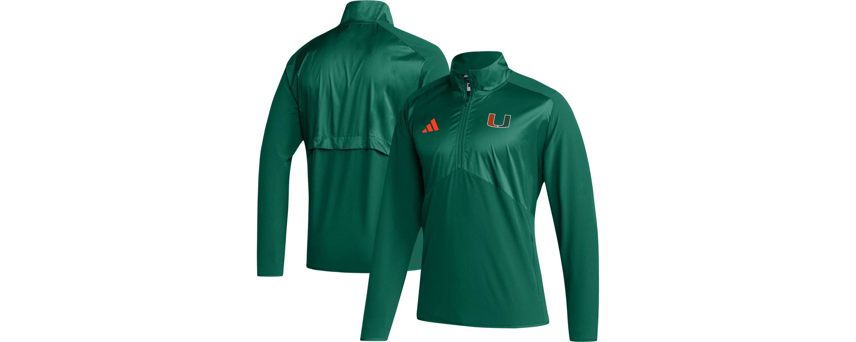 Miami (FL) Hurricanes NCAA Miami Hurricanes Sideline AEROREADY Raglan Sleeve Quarter-Zip Jacket