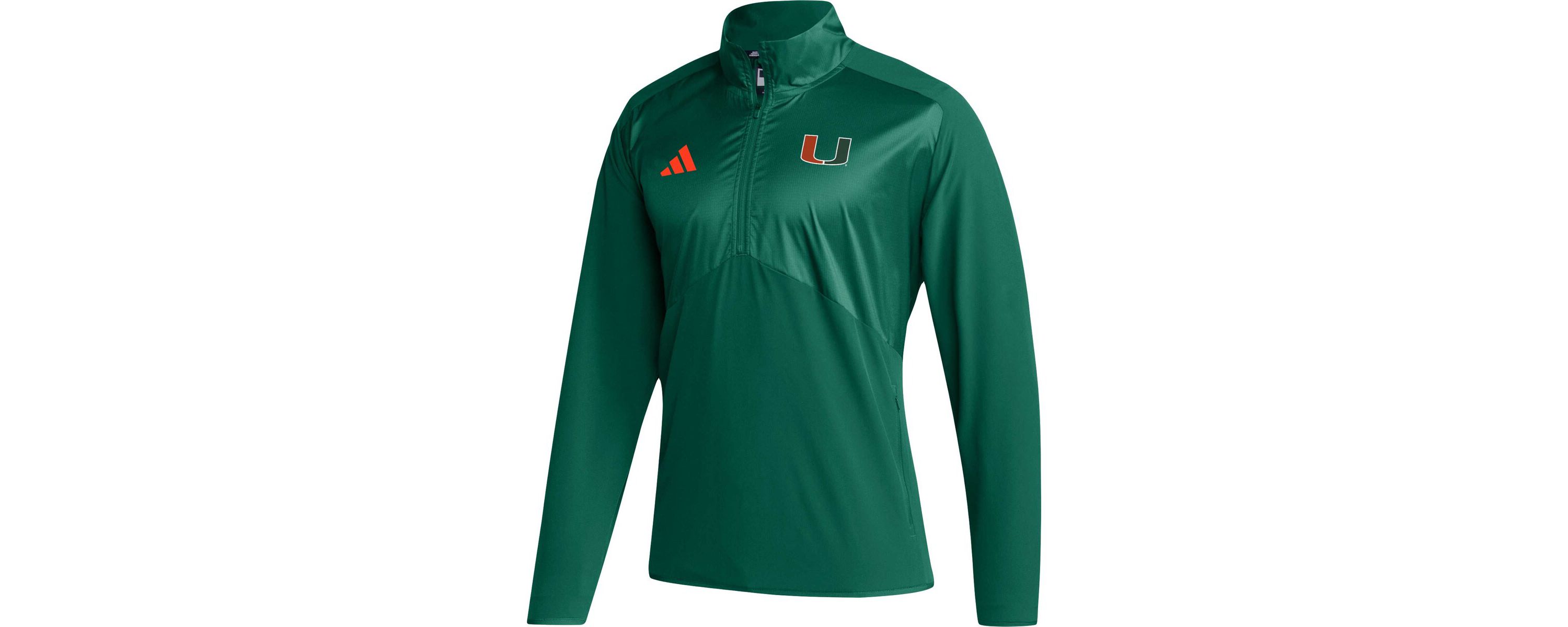 Miami (FL) Hurricanes NCAA Miami Hurricanes Sideline AEROREADY Raglan Sleeve Quarter-Zip Jacket