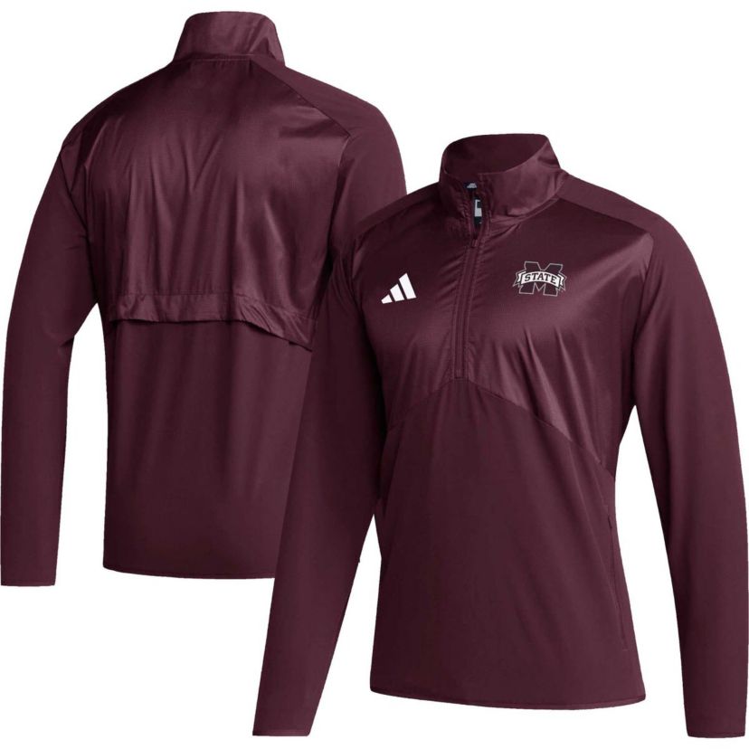 NCAA Mississippi State Bulldogs Sideline AEROREADY Raglan Sleeve Quarter-Zip Jacket