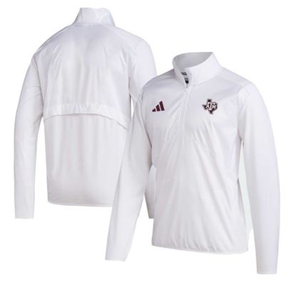 adidas Men's NCAA Texas A&M Aggies Sideline AEROREADY Raglan Sleeve Quarter-Zip Jacket, White, 2XL