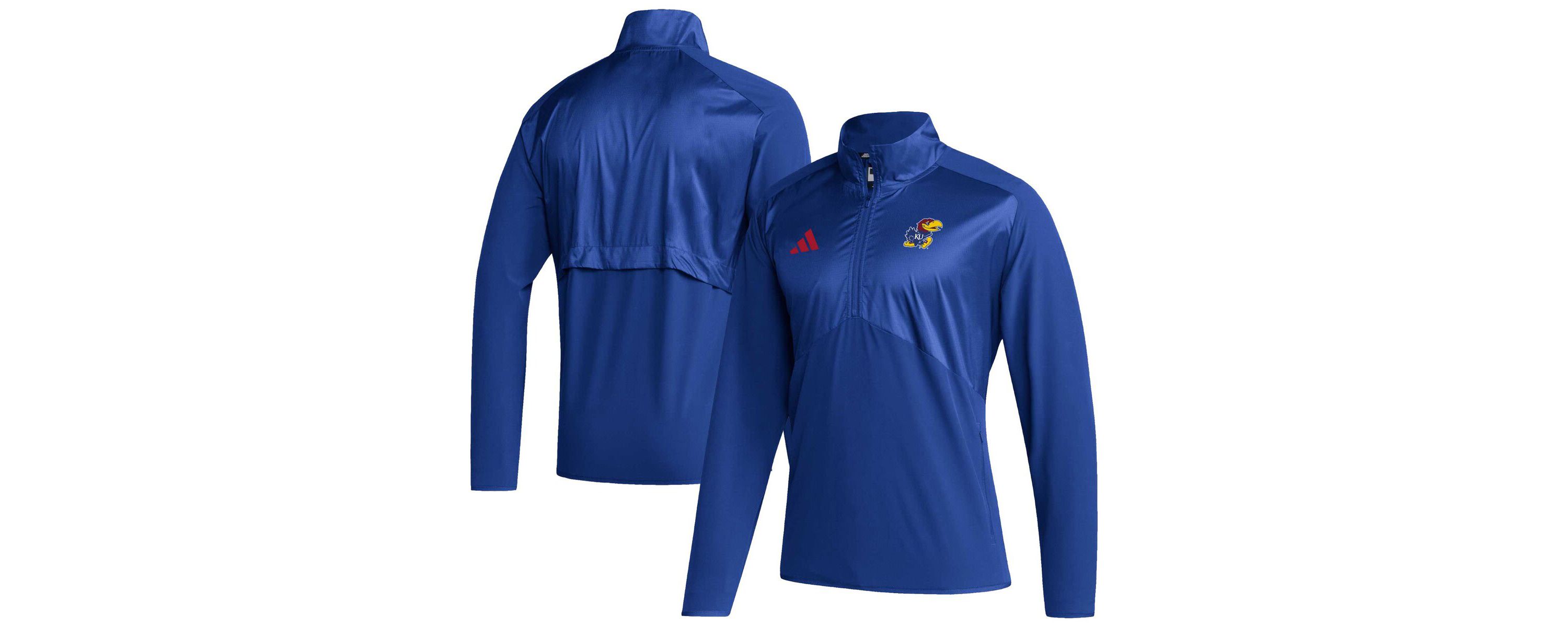 NCAA Kansas Jayhawks Sideline AEROREADY Raglan Sleeve Quarter-Zip Jacket