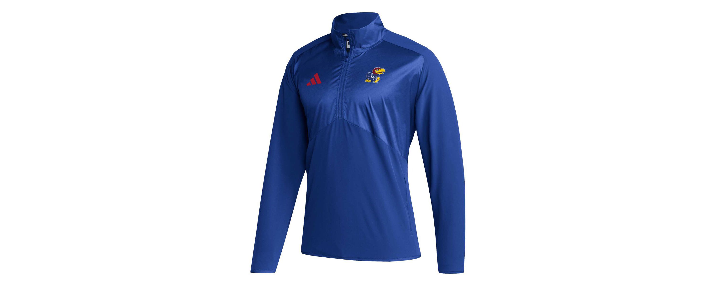NCAA Kansas Jayhawks Sideline AEROREADY Raglan Sleeve Quarter-Zip Jacket