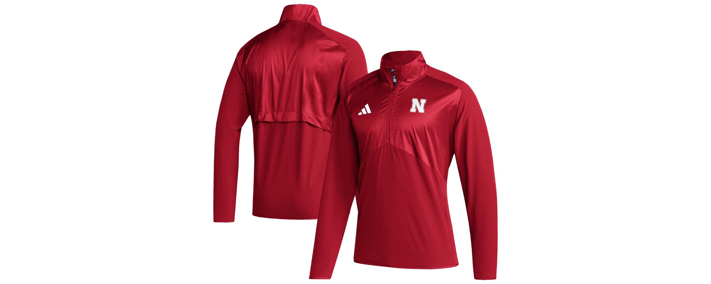 NCAA Nebraska Huskers Sideline AEROREADY Raglan Sleeve Quarter-Zip Jacket