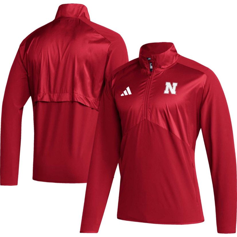 NCAA Nebraska Huskers Sideline AEROREADY Raglan Sleeve Quarter-Zip Jacket