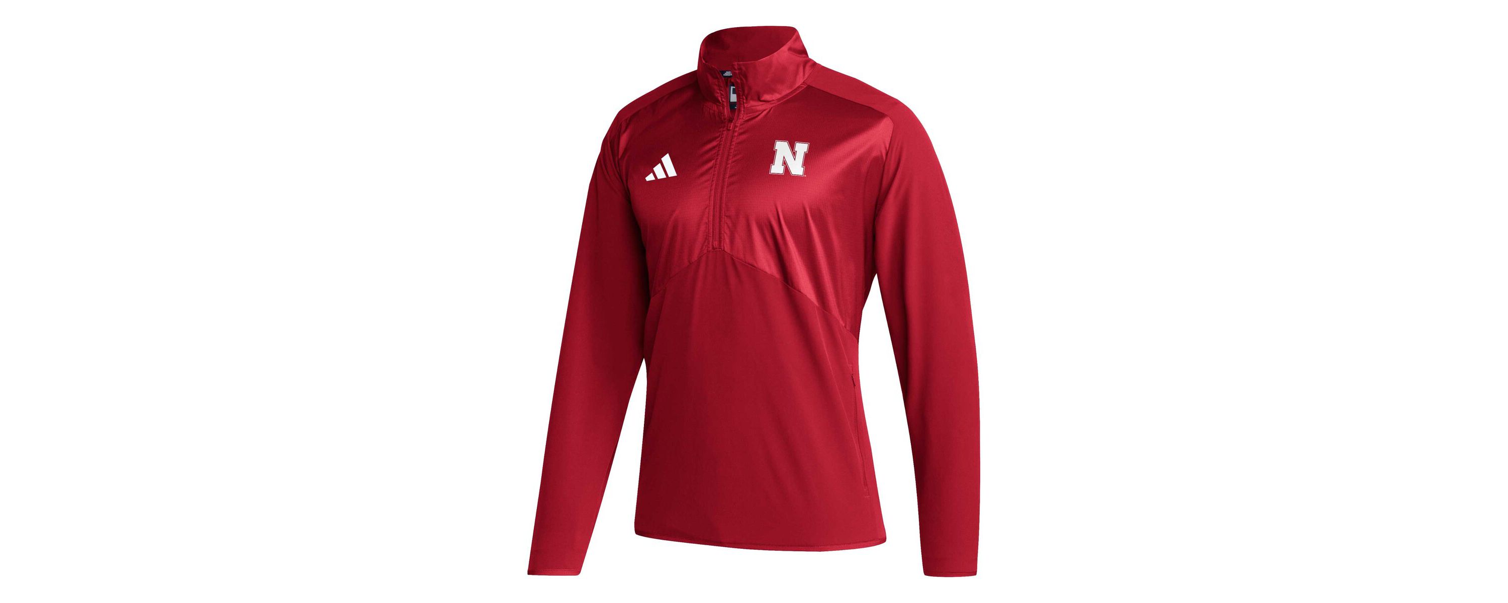 NCAA Nebraska Huskers Sideline AEROREADY Raglan Sleeve Quarter-Zip Jacket
