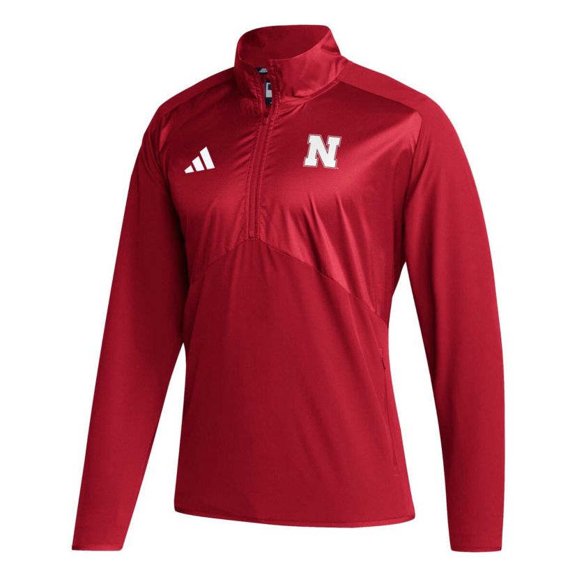 NCAA Nebraska Huskers Sideline AEROREADY Raglan Sleeve Quarter-Zip Jacket