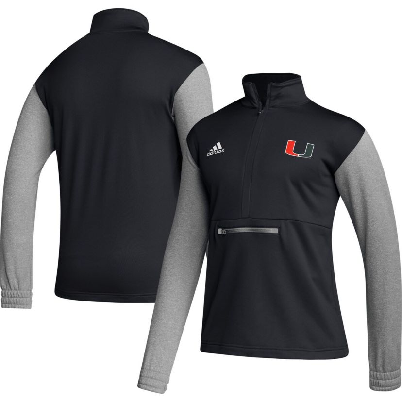 Miami (FL) Hurricanes NCAA Miami Hurricanes Sideline AEROREADY Half-Zip Top