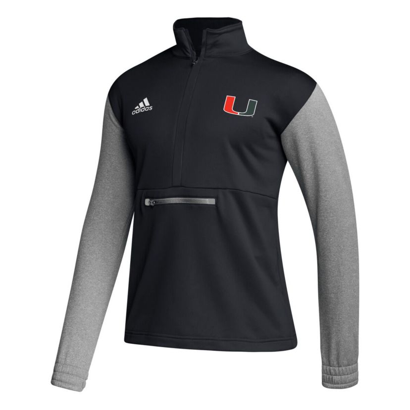 Miami (FL) Hurricanes NCAA Miami Hurricanes Sideline AEROREADY Half-Zip Top