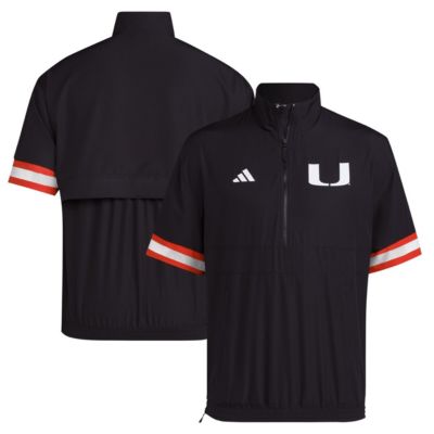 adidas Men's Miami (FL) Hurricanes NCAA Miami Hurricanes Strategy Short Sleeve Half-Zip Jacket