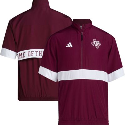 adidas Men's NCAA Texas A&M Aggies Strategy Short Sleeve Half-Zip Jacket, Small