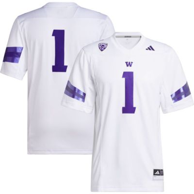 adidas Men's NCAA #1 Washington Huskies Premier Football Jersey, White, XL