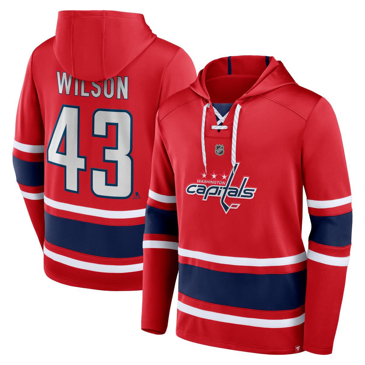 NHL Fanatics Tom Washington Capitals Name & Number Lace-Up Pullover Hoodie