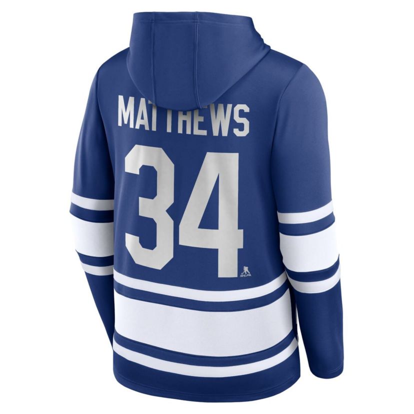 NHL Fanatics Auston Matthews Toronto Maple Leafs Name & Number Lace-Up Pullover Hoodie