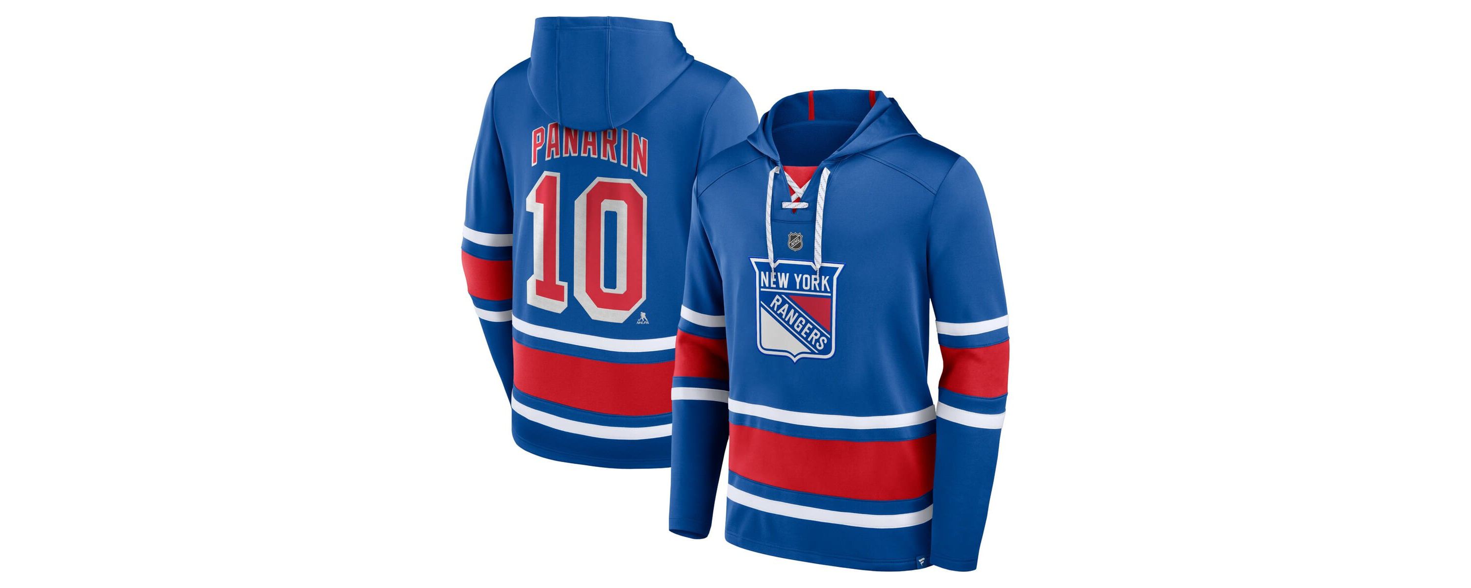 NHL Fanatics Artemi Panarin New York Rangers Name & Number Lace-Up Pullover Hoodie