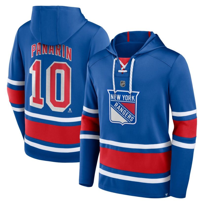 NHL Fanatics Artemi Panarin New York Rangers Name & Number Lace-Up Pullover Hoodie