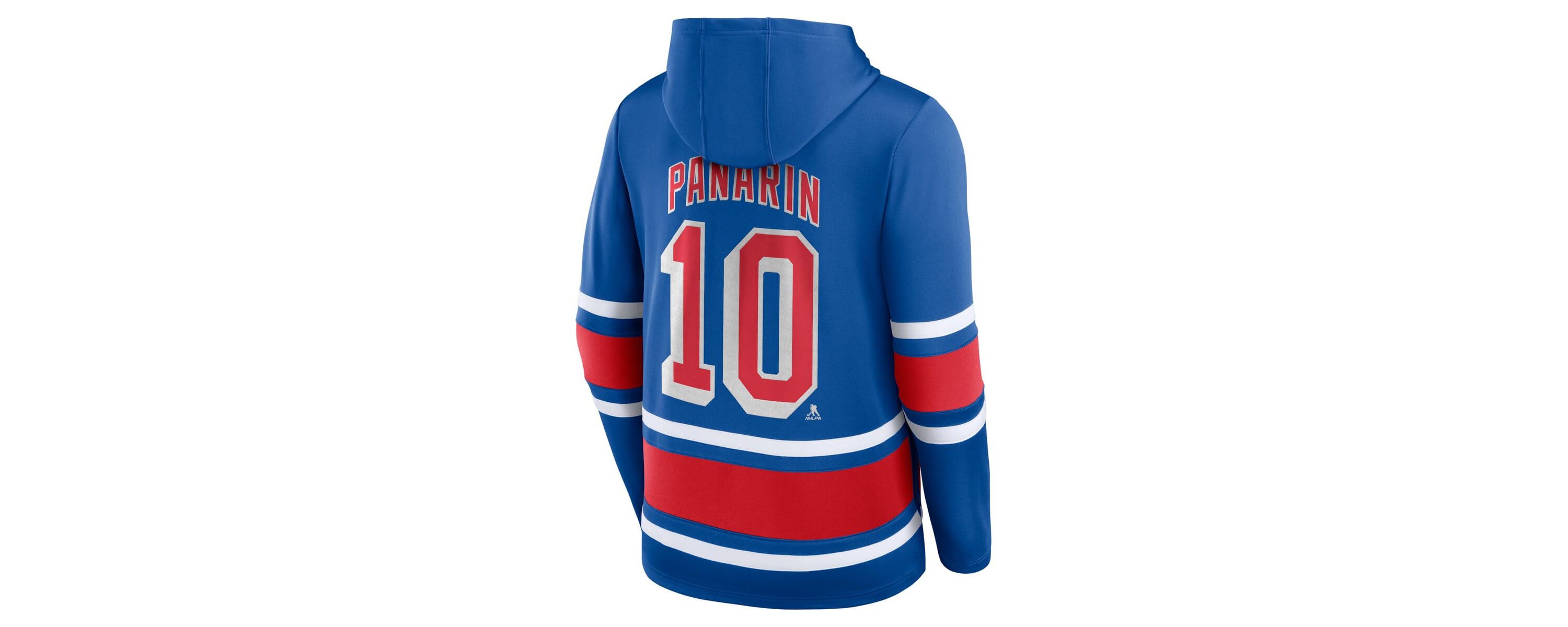 NHL Fanatics Artemi Panarin New York Rangers Name & Number Lace-Up Pullover Hoodie