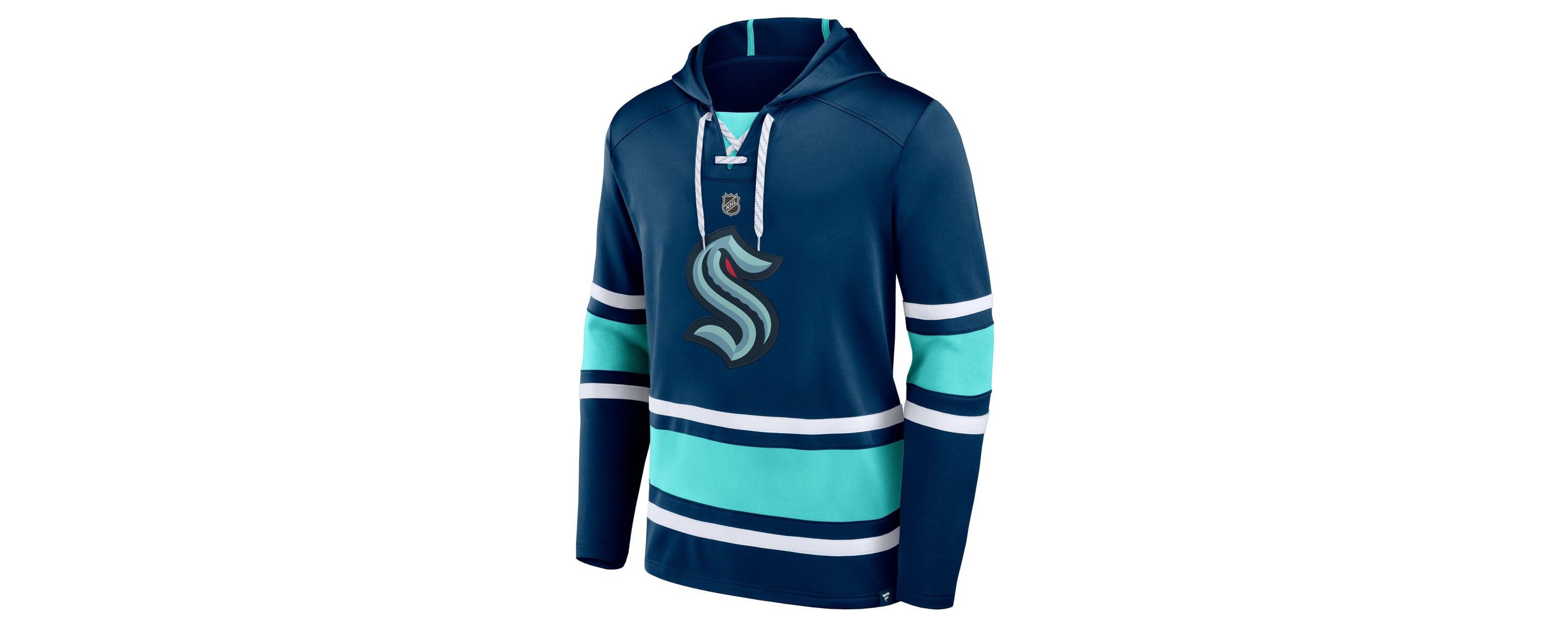 NHL Fanatics Brandon Tanev Deep Sea Seattle Kraken Name & Number Lace-Up Pullover Hoodie