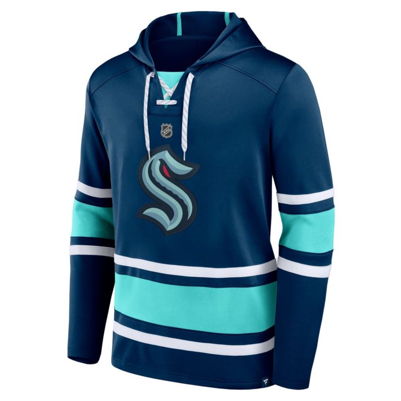 NHL Fanatics Brandon Tanev Deep Sea Seattle Kraken Name & Number Lace-Up Pullover Hoodie