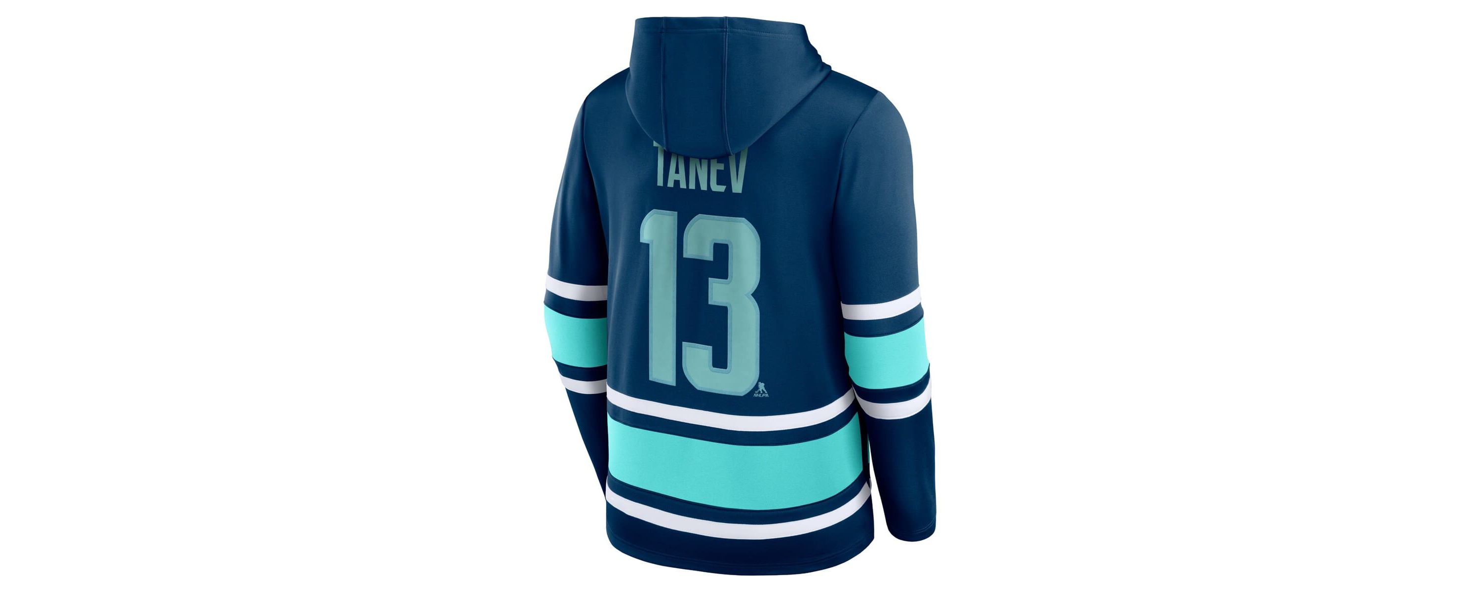 NHL Fanatics Brandon Tanev Deep Sea Seattle Kraken Name & Number Lace-Up Pullover Hoodie