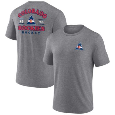 Men's Vintage Hockey Fanatics CO Rockies Vintage Hockey Winger Tri-Blend T-Shirt, Gray, Small