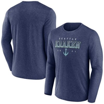 Men's NHL Fanatics Deep Sea Seattle Kraken Long Sleeve T-Shirt, Navy Blue, Medium
