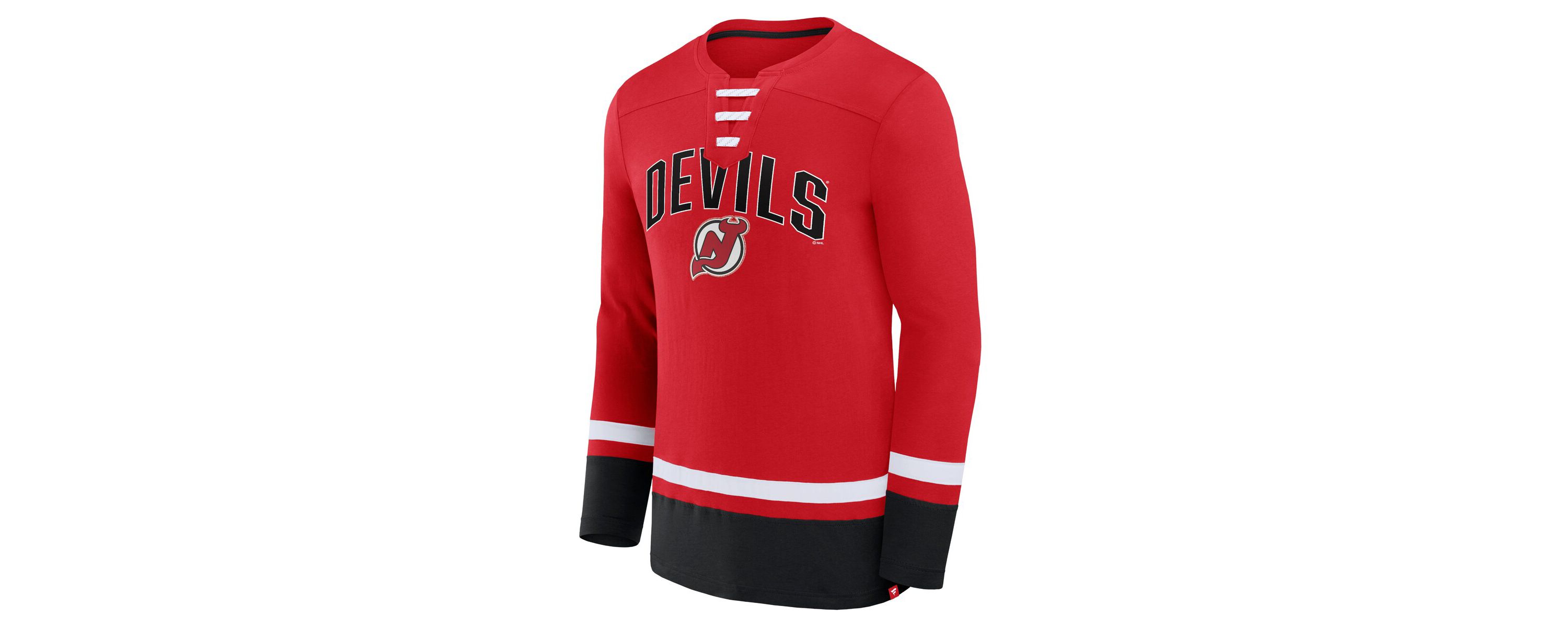 NHL Fanatics New Jersey Devils Back Pass Lace-Up Long Sleeve T-Shirt