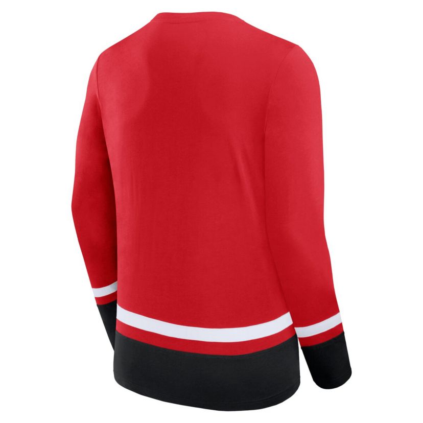 NHL Fanatics New Jersey Devils Back Pass Lace-Up Long Sleeve T-Shirt