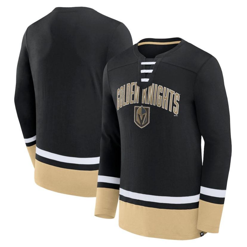 NHL Fanatics Vegas Golden Knights Back Pass Lace-Up Long Sleeve T-Shirt