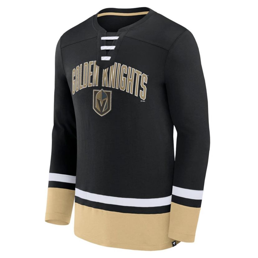 NHL Fanatics Vegas Golden Knights Back Pass Lace-Up Long Sleeve T-Shirt