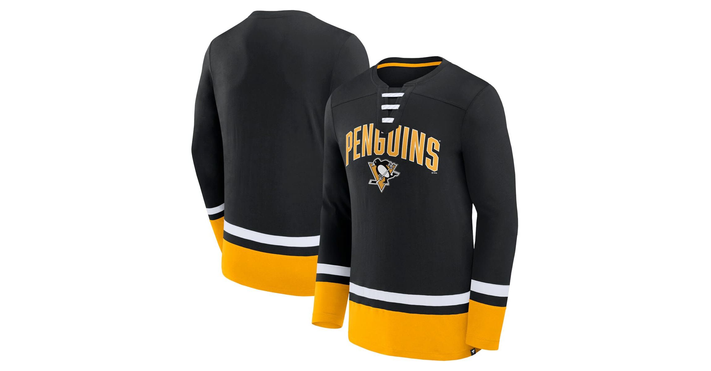 NHL Fanatics Pittsburgh Penguins Back Pass Lace-Up Long Sleeve T-Shirt