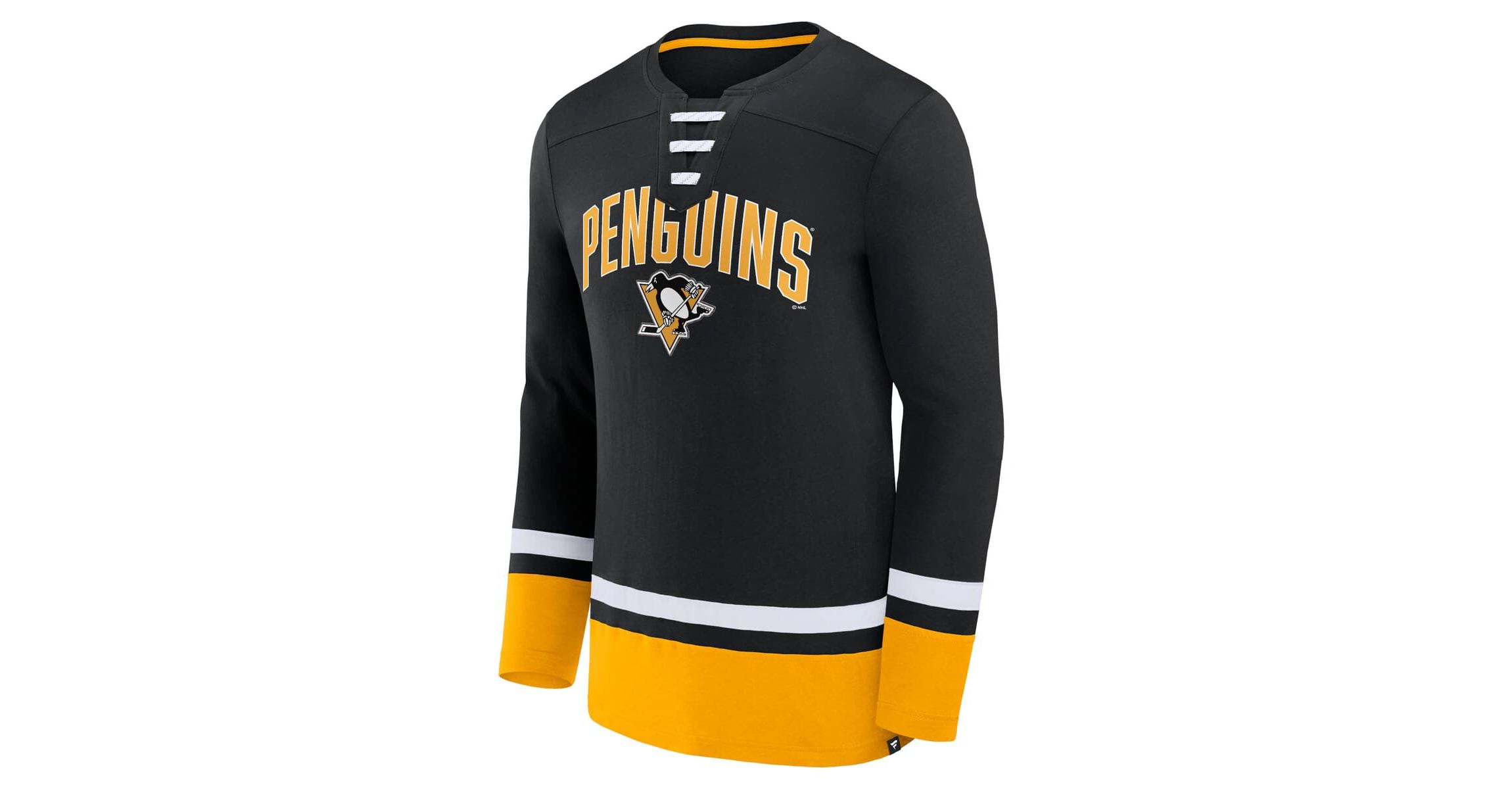 NHL Fanatics Pittsburgh Penguins Back Pass Lace-Up Long Sleeve T-Shirt