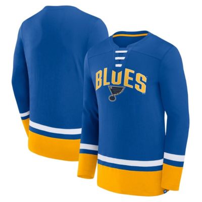 Men's NHL Fanatics St. Louis Blues Back Pass Lace-Up Long Sleeve T-Shirt, Blue, Large