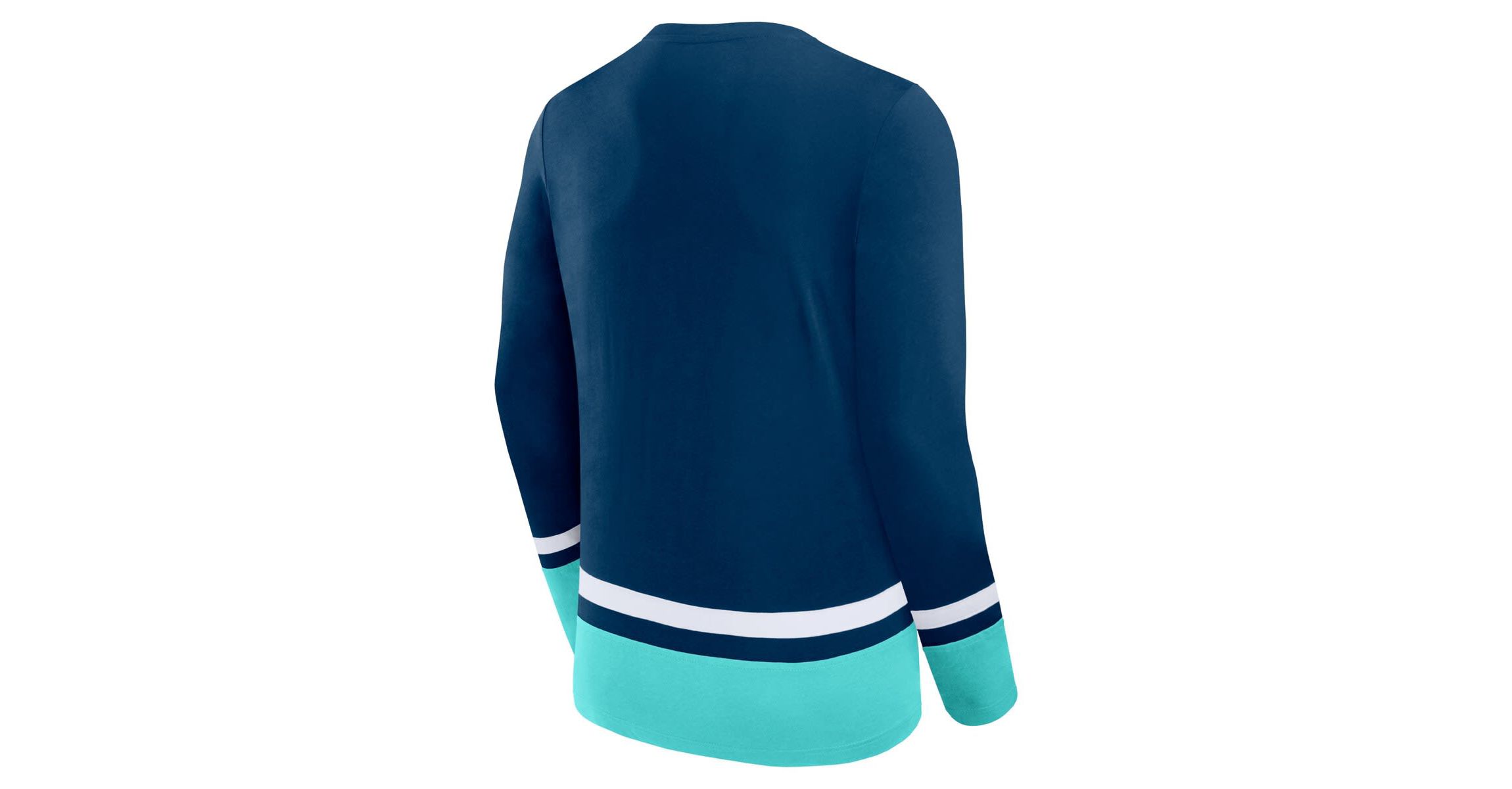 NHL Fanatics Deep Sea Seattle Kraken Back Pass Lace-Up Long Sleeve T-Shirt
