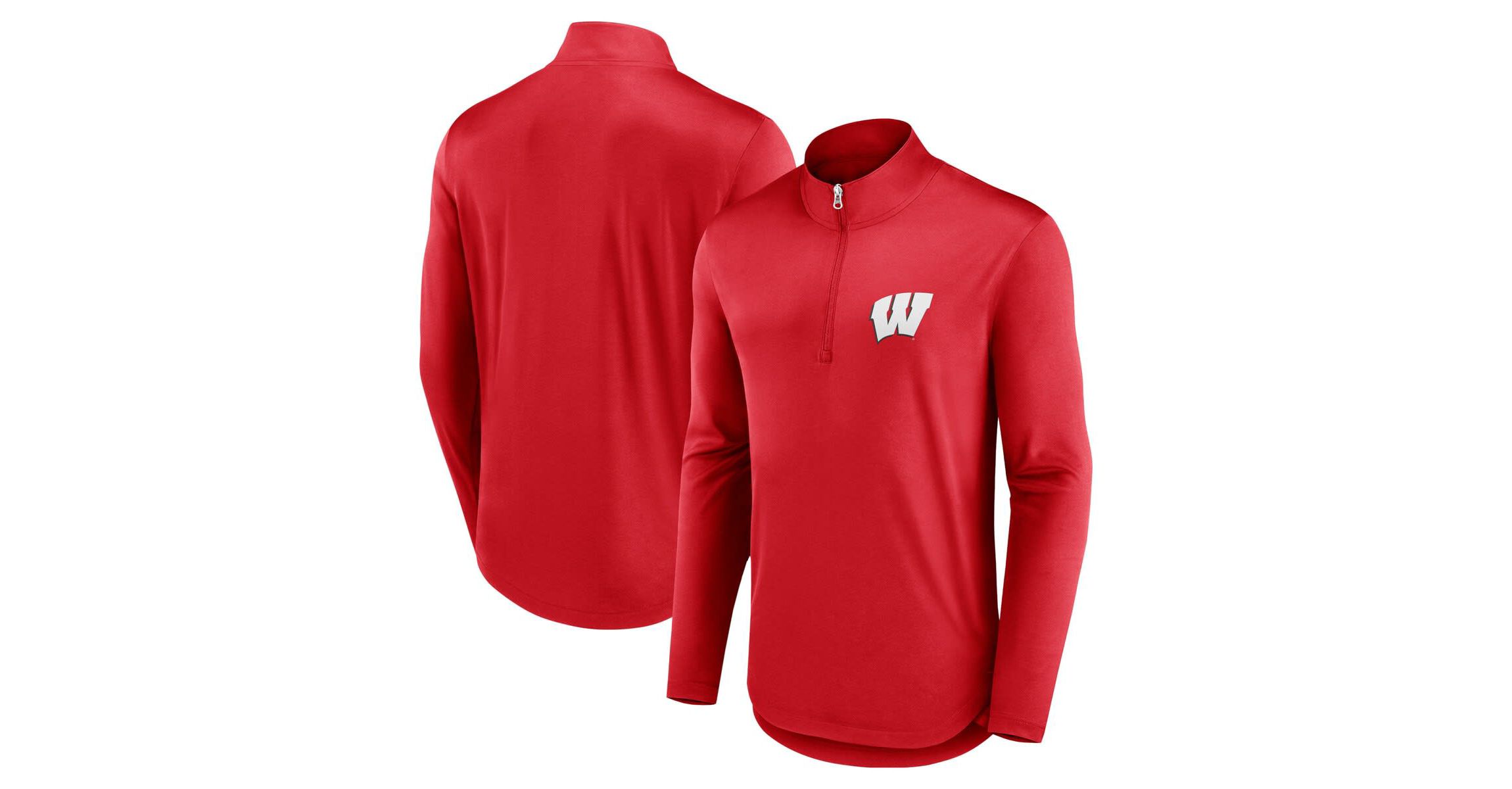 NCAA Fanatics Wisconsin Badgers Quarterback Mock Neck Quarter-Zip Top