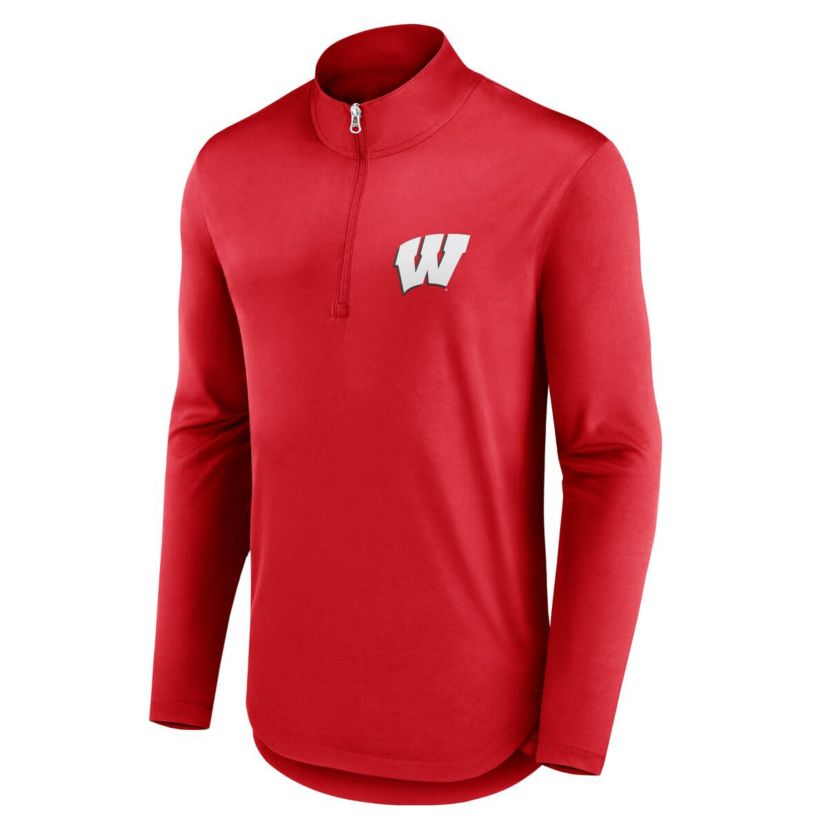 NCAA Fanatics Wisconsin Badgers Quarterback Mock Neck Quarter-Zip Top