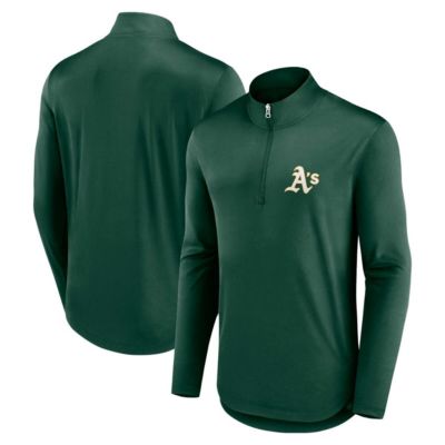 Men's Oakland Athletics MLB Fanatics Athletics Quarterback Quarter-Zip Top, Green, Small